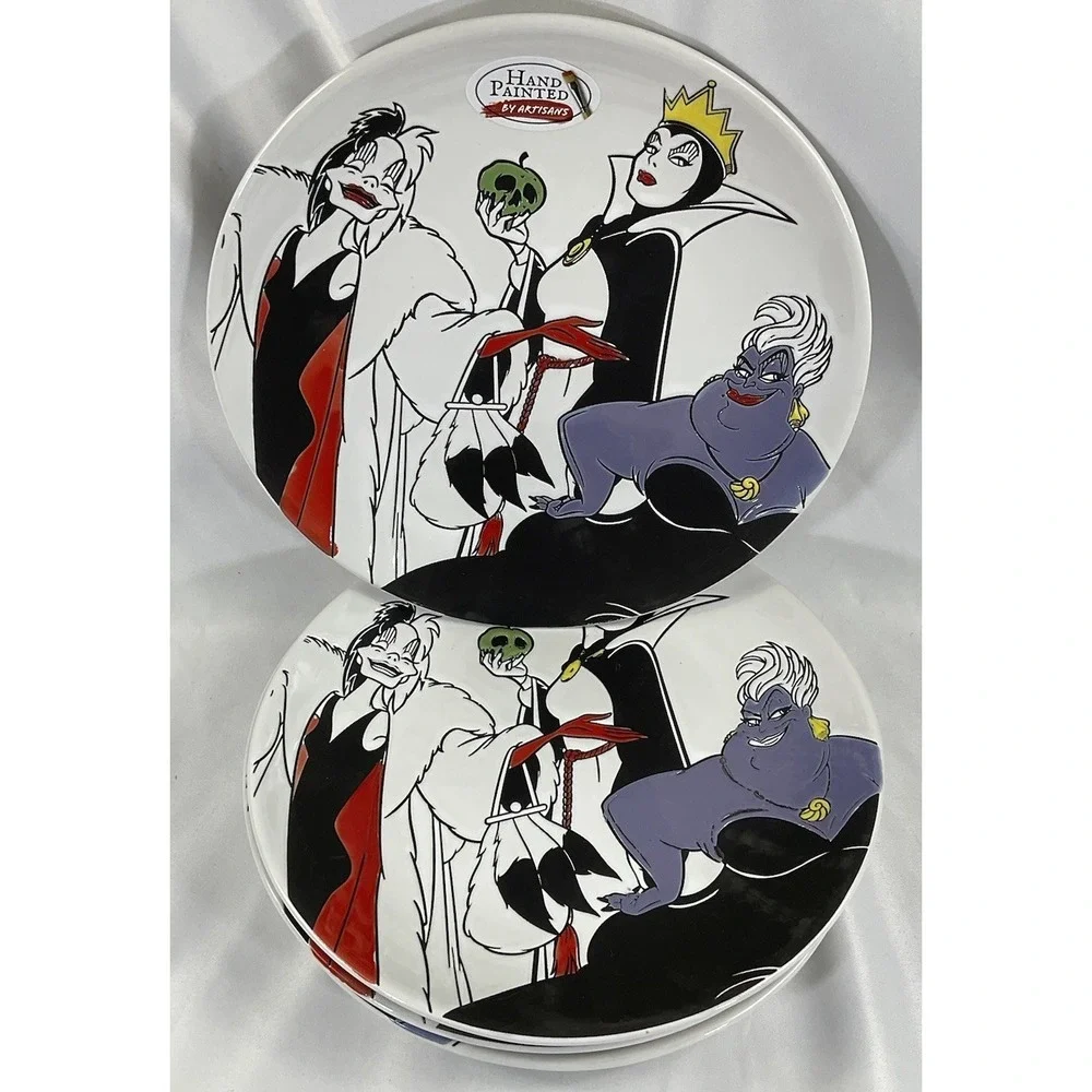Disney Villains Salad Plates Set Of 4 Wicked Queen Ursula & Cruella 8.25